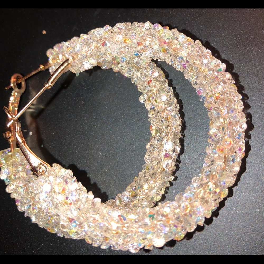 Crushed diamond earrings